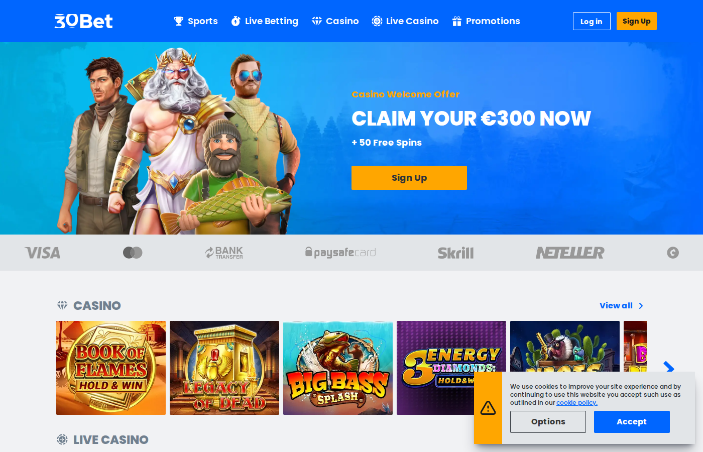 30bet desktop screenshot