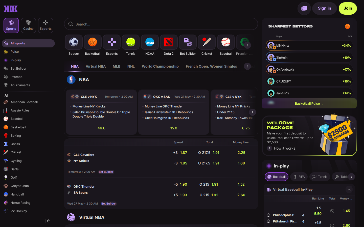 Cloudbet desktop screenshot